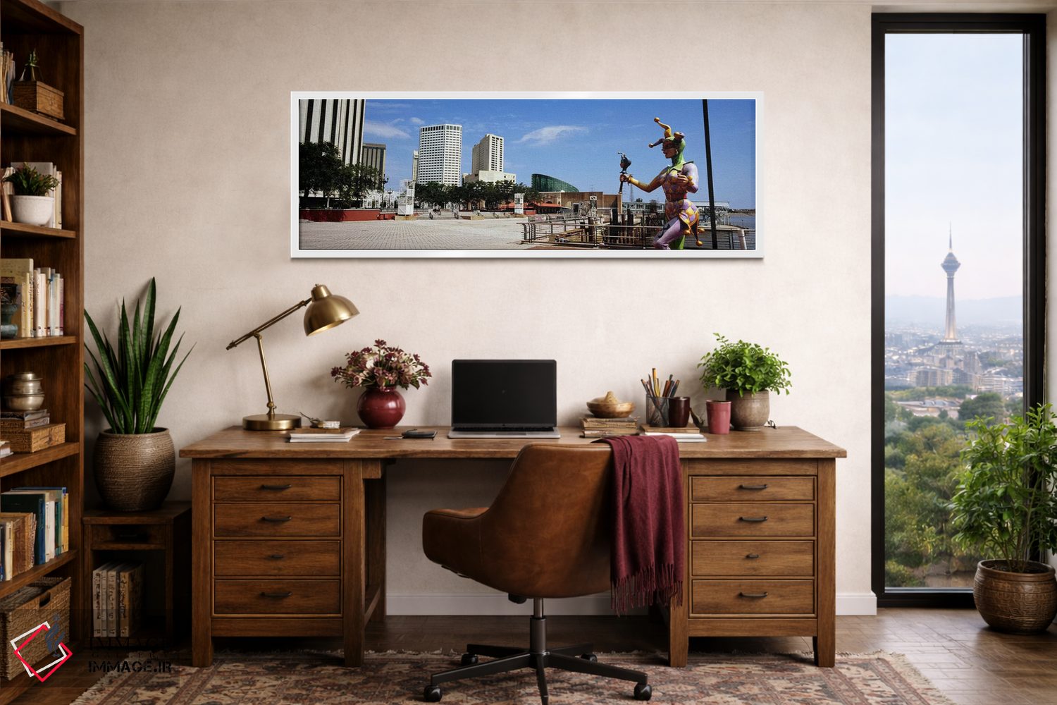 تابلو دکوراتیو Riverwalk Area, New Orleans, Louisiana, USA,مجسمه دلقک… اثر پانورامیک ایمجز - D1W