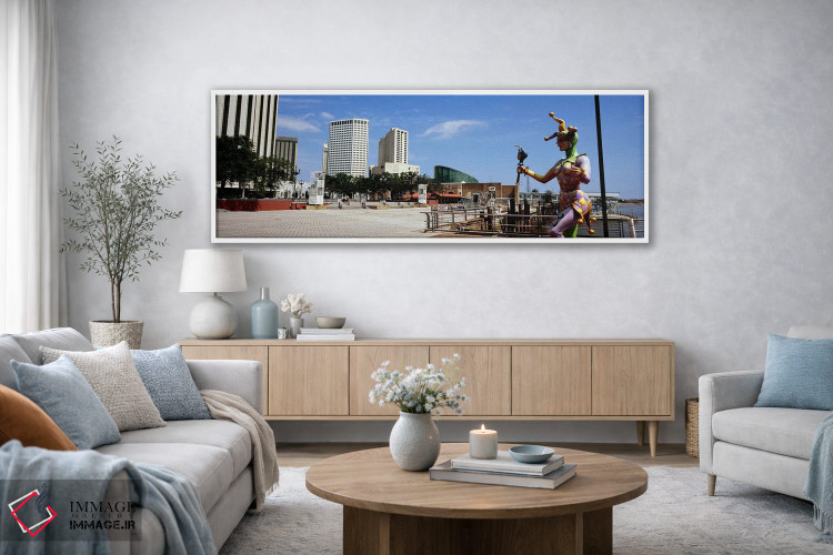 تابلو دکوراتیو Riverwalk Area, New Orleans, Louisiana, USA,مجسمه دلقک… اثر پانورامیک ایمجز - D3W