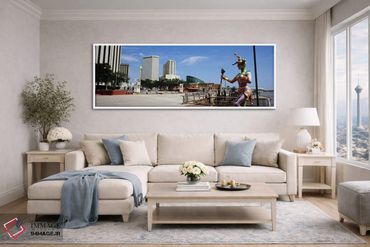 تابلو دکوراتیو Riverwalk Area, New Orleans, Louisiana, USA,مجسمه دلقک… اثر پانورامیک ایمجز - D4W