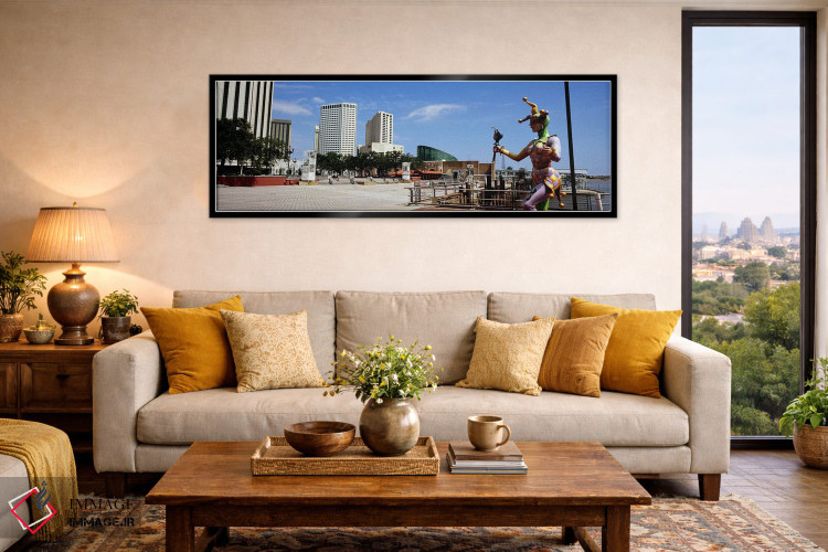 تابلو دکوراتیو Riverwalk Area, New Orleans, Louisiana, USA,مجسمه دلقک… اثر پانورامیک ایمجز - D6B