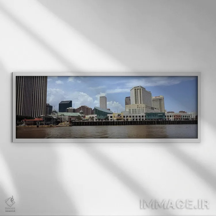 تابلو دکوراتیو New Orleans, Louisiana, USA,ساختمان ها دیده شده از عرشه… اثر پانورامیک ایمجز - نمای قابدار سفید