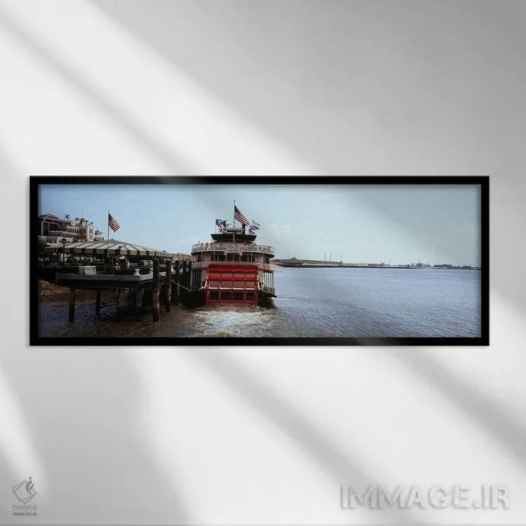 تابلو دکوراتیو Mississippi River, New Orleans, Louisiana, USA,قایق پار… اثر پانورامیک ایمجز - نمای قابدار مشکی