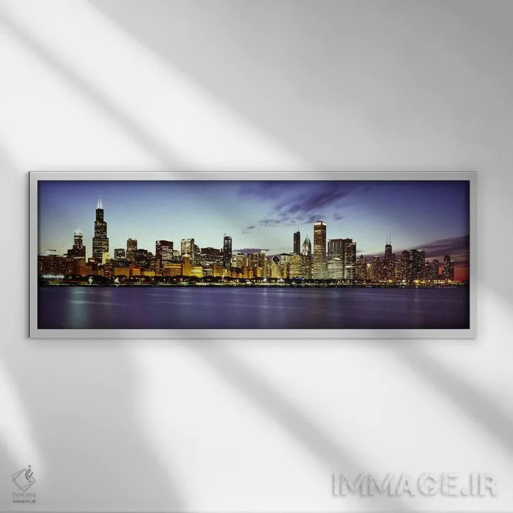 تابلو دکوراتیو Lake Michigan, Chicago, Cook County, Illinois, USA,ساخت… اثر پانورامیک ایمجز - نمای قابدار سفید