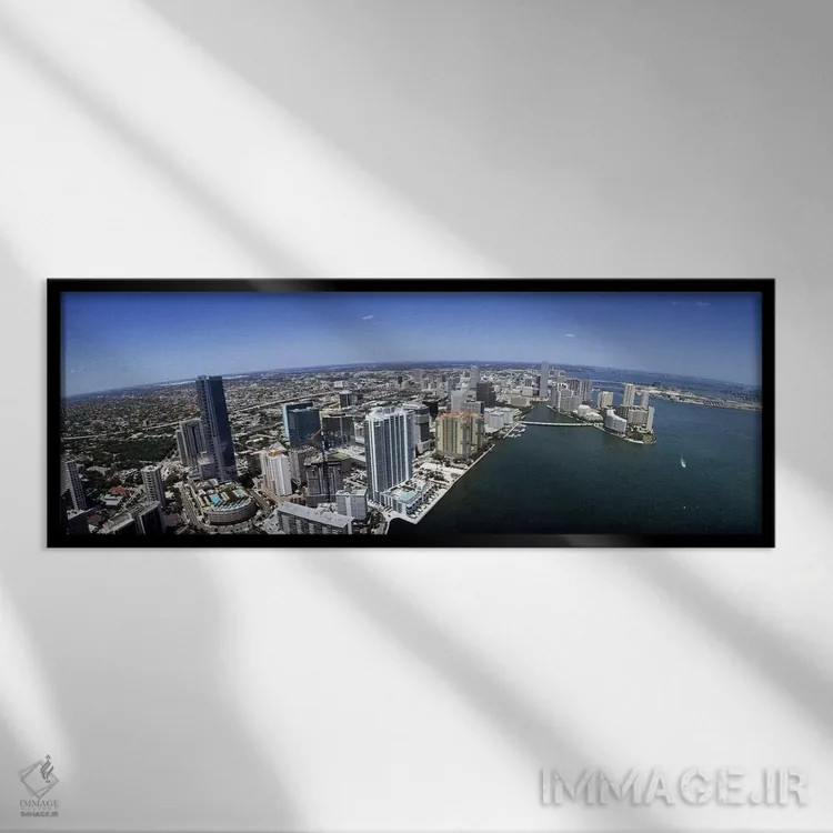 تابلو دکوراتیو Miami-Dade County, Florida, USA,نمای هوایی از شهر میامی… اثر پانورامیک ایمجز - نمای قابدار مشکی