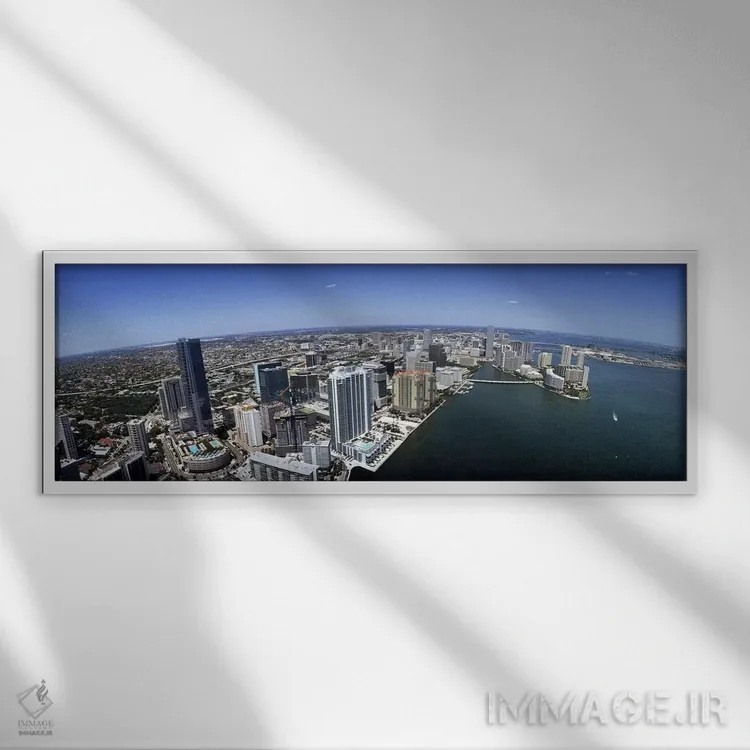 تابلو دکوراتیو Miami-Dade County, Florida, USA,نمای هوایی از شهر میامی… اثر پانورامیک ایمجز - نمای قابدار سفید
