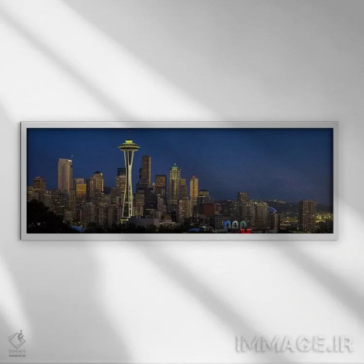 تابلو دکوراتیو Seattle, King County, Washington State, USA,آسمان خراش… اثر پانورامیک ایمجز - نمای قابدار سفید