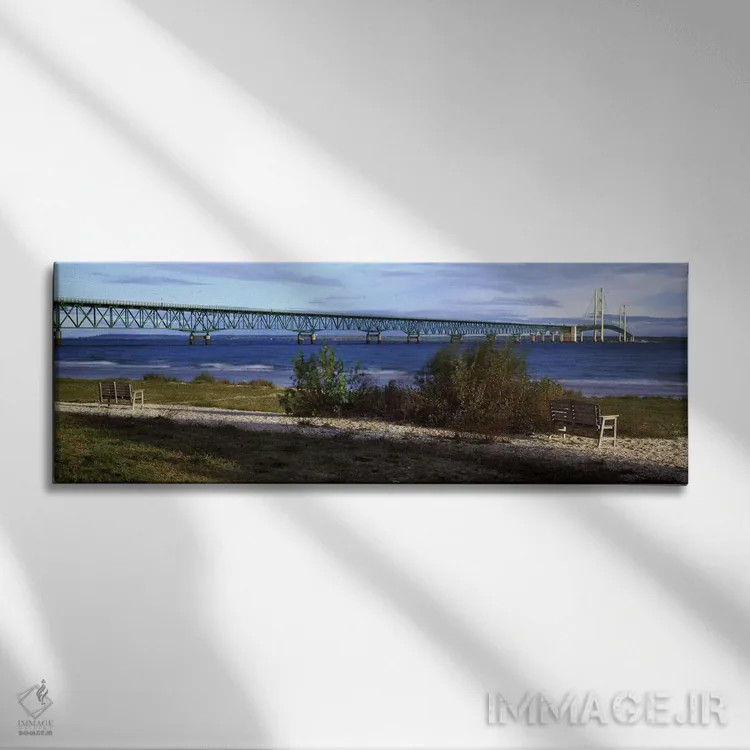 تابلو دکوراتیو Straits Of Mackinac, Michigan, USA,پل مکیناک، تنگه های… اثر پانورامیک ایمجز - نمای روبهرو روی دیوار