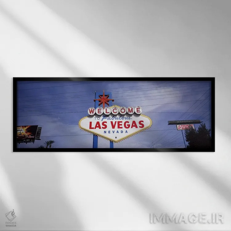 تابلو دکوراتیو Las Vegas, Nevada, USA,نمای زاویه پایین از تابلوی خوش آ… اثر پانورامیک ایمجز - نمای قابدار مشکی