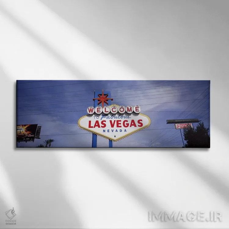 تابلو دکوراتیو Las Vegas, Nevada, USA,نمای زاویه پایین از تابلوی خوش آ… اثر پانورامیک ایمجز - نمای روبهرو روی دیوار