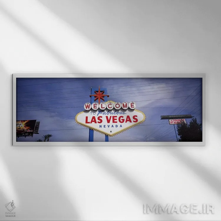 تابلو دکوراتیو Las Vegas, Nevada, USA,نمای زاویه پایین از تابلوی خوش آ… اثر پانورامیک ایمجز - نمای قابدار سفید