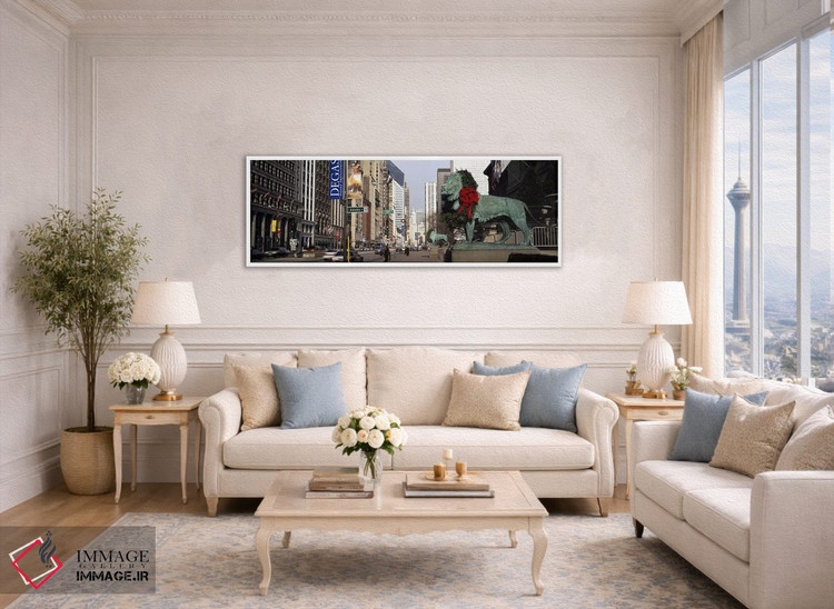 تابلو دکوراتیو Chicago, Cook County, Illinois, USA,مجسمه شیر برنزی در… اثر پانورامیک ایمجز - D4W