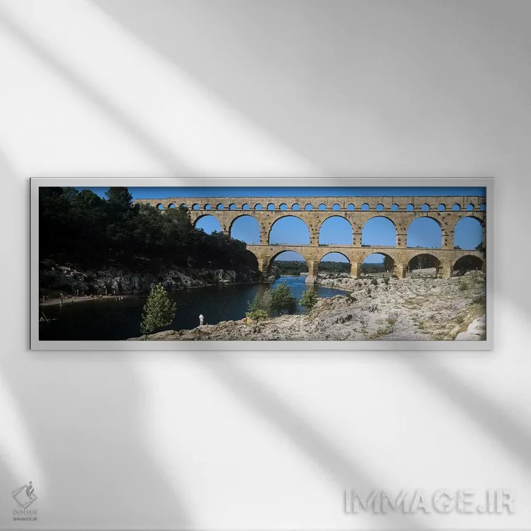 تابلو دکوراتیو Pont Du Gard, Nimes, Gard, Languedoc-Rousillon, France… اثر پانورامیک ایمجز - نمای قابدار سفید