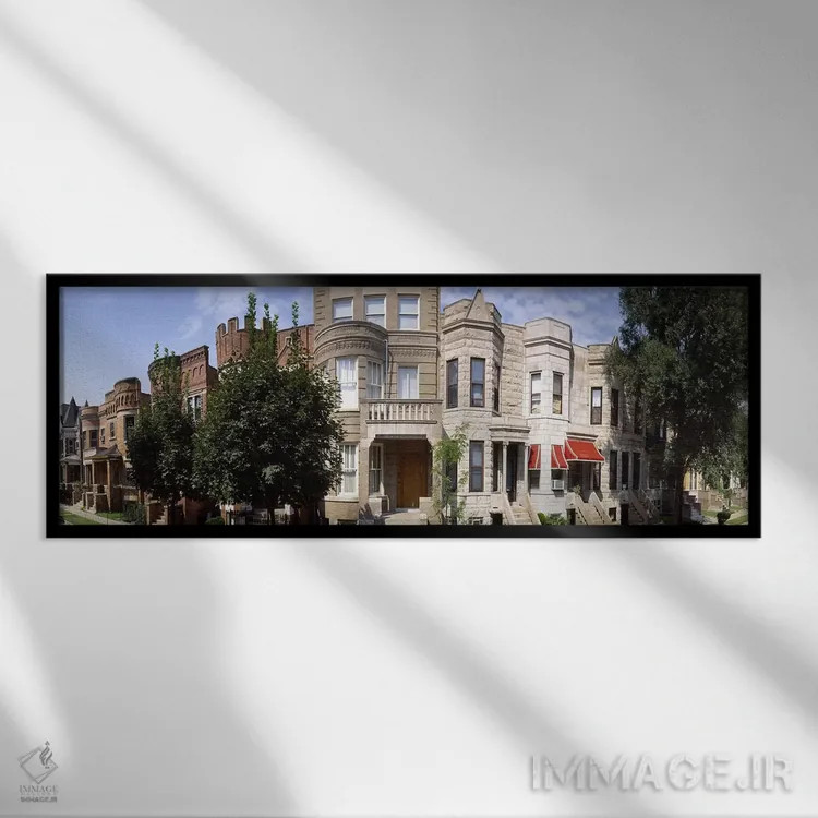 تابلو دکوراتیو Chicago, Cook County, Illinois, USA,نمای ۱۸۰ درجه از سا… اثر پانورامیک ایمجز - نمای قابدار مشکی