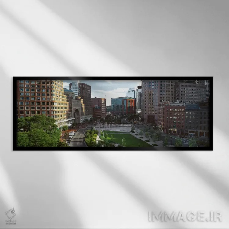 تابلو دکوراتیو Atlantic Avenue, Wharf District, Boston, Suffolk County… اثر پانورامیک ایمجز - نمای قابدار مشکی