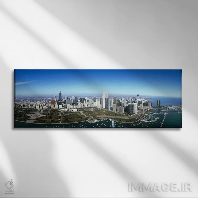 تابلو دکوراتیو Millennium Park, Lake Michigan, Chicago, Cook County, I… اثر پانورامیک ایمجز - نمای روبهرو روی دیوار
