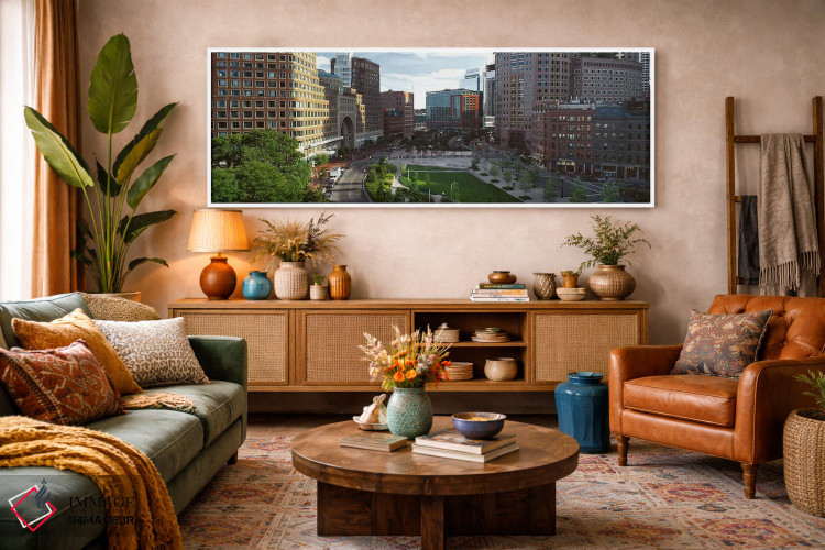 تابلو دکوراتیو Atlantic Avenue, Wharf District, Boston, Suffolk County… اثر پانورامیک ایمجز - D3W