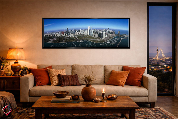 تابلو دکوراتیو Millennium Park, Lake Michigan, Chicago, Cook County, I… اثر پانورامیک ایمجز - D5B