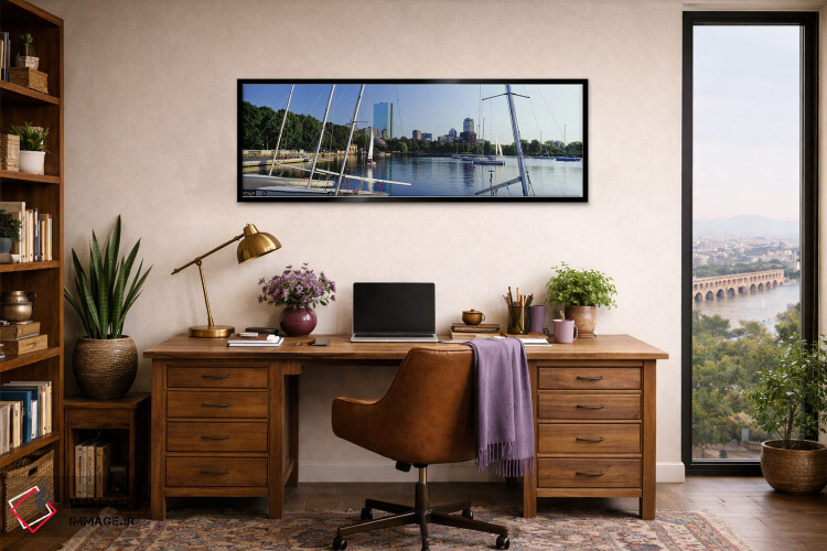 تابلو دکوراتیو Charles River, Back Bay, Boston, Suffolk County, Massac… اثر پانورامیک ایمجز - D2B