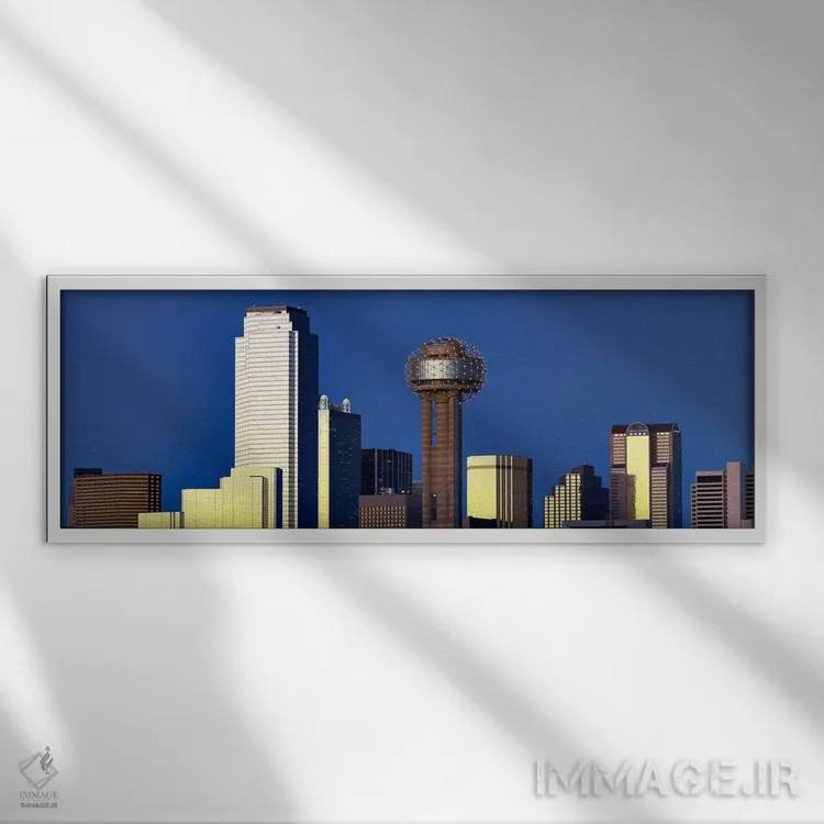 تابلو دکوراتیو Reunion Tower, Dallas, Texas, USA,آسمان خراش ها در شهر… اثر پانورامیک ایمجز - نمای قابدار سفید