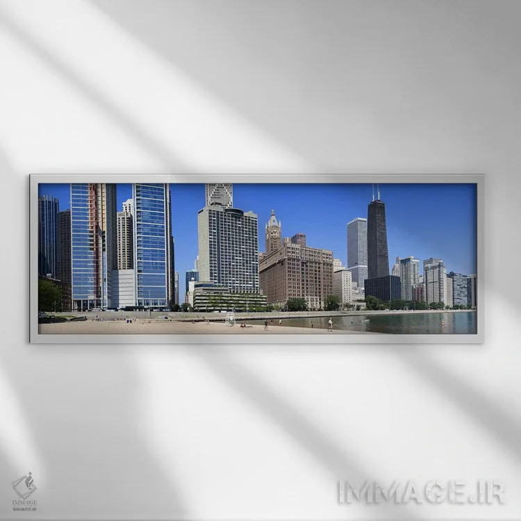 تابلو دکوراتیو Ohio Street Beach, Lake Shore Drive, Lake Michigan, Chi… اثر پانورامیک ایمجز - نمای قابدار سفید
