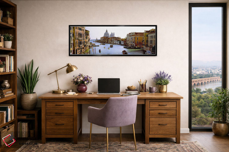 تابلو دکوراتیو Grand Canal, Venice, Veneto, Italy,قایق ها در کانال با… اثر پانورامیک ایمجز - D1B