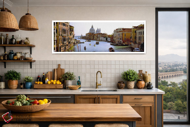 تابلو دکوراتیو Grand Canal, Venice, Veneto, Italy,قایق ها در کانال با… اثر پانورامیک ایمجز - D2W