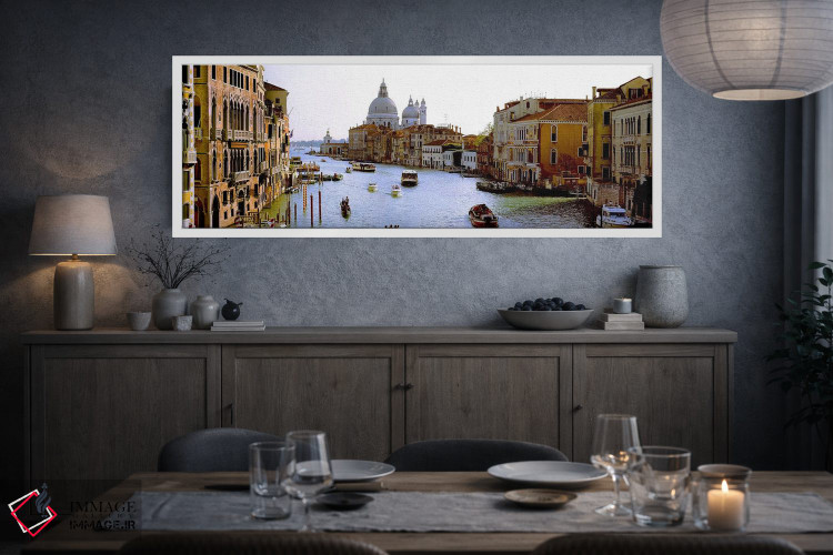 تابلو دکوراتیو Grand Canal, Venice, Veneto, Italy,قایق ها در کانال با… اثر پانورامیک ایمجز - D3W