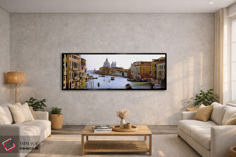 تابلو دکوراتیو Grand Canal, Venice, Veneto, Italy,قایق ها در کانال با… اثر پانورامیک ایمجز - D4B