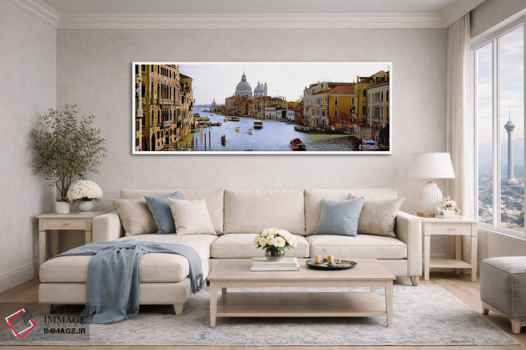 تابلو دکوراتیو Grand Canal, Venice, Veneto, Italy,قایق ها در کانال با… اثر پانورامیک ایمجز - D5W