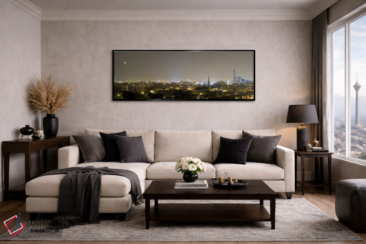 تابلو دکوراتیو Pilsen, Chicago, Illinois, USA,ساختمان ها در شهر روشن د… اثر پانورامیک ایمجز - D5B