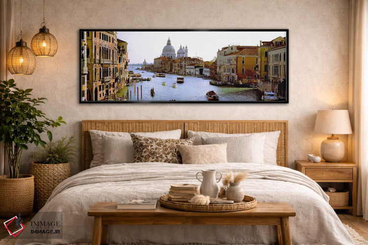 تابلو دکوراتیو Grand Canal, Venice, Veneto, Italy,قایق ها در کانال با… اثر پانورامیک ایمجز - D6B