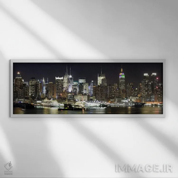 تابلو دکوراتیو Hudson River, Midtown Manhattan, Manhattan, New York Ci… اثر پانورامیک ایمجز - نمای قابدار سفید