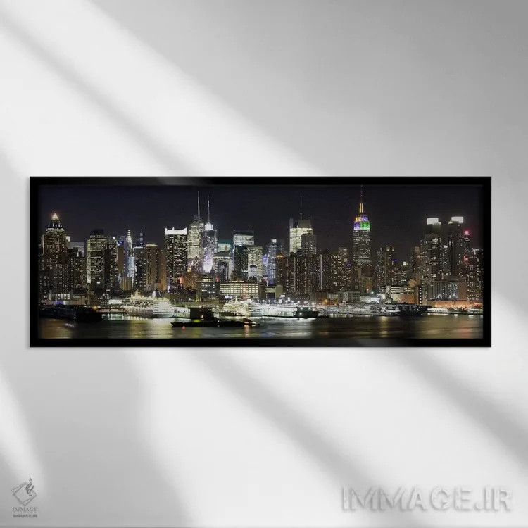 تابلو دکوراتیو Hudson River, Midtown Manhattan, Manhattan, New York Ci… اثر پانورامیک ایمجز - نمای قابدار مشکی