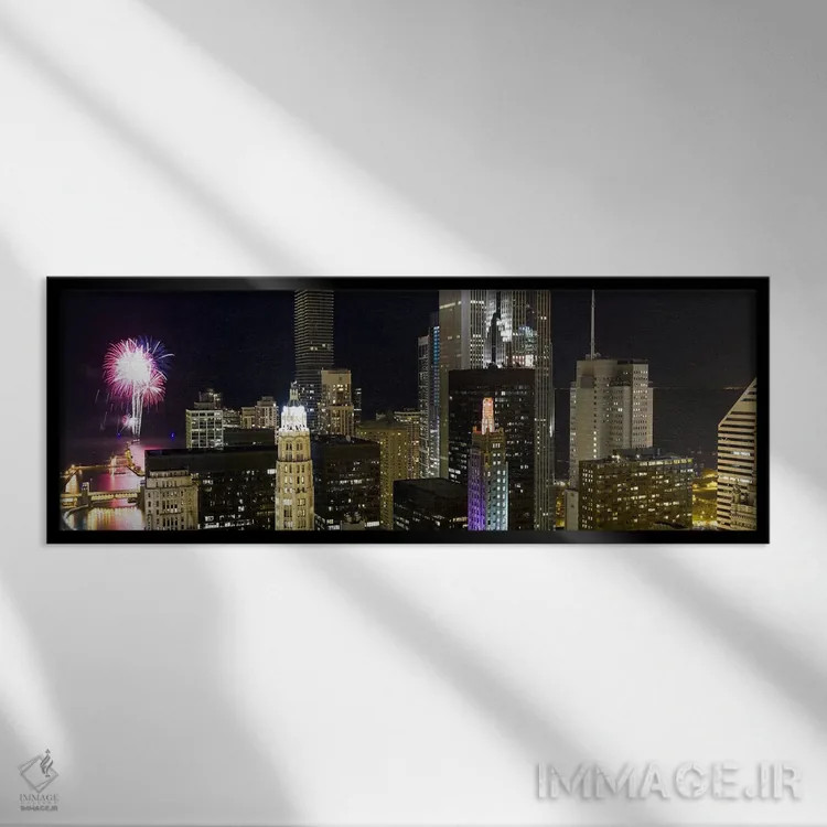 تابلو دکوراتیو Lake Michigan, Chicago, Illinois, USA,آسمان خراش ها و ن… اثر پانورامیک ایمجز - نمای قابدار مشکی