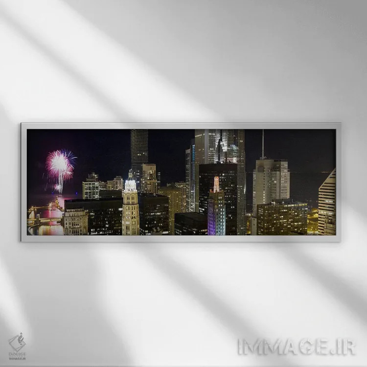 تابلو دکوراتیو Lake Michigan, Chicago, Illinois, USA,آسمان خراش ها و ن… اثر پانورامیک ایمجز - نمای قابدار سفید