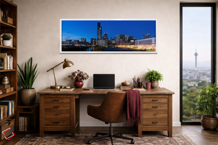 تابلو دکوراتیو Chicago, Illinois, USA,ساختمان ها در شهر روشن هنگام غرو… اثر پانورامیک ایمجز - D2W