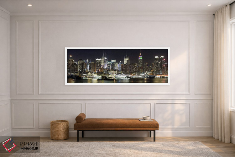 تابلو دکوراتیو Hudson River, Midtown Manhattan, Manhattan, New York Ci… اثر پانورامیک ایمجز - D1W