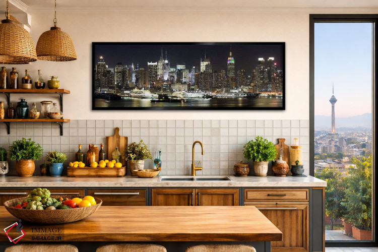 تابلو دکوراتیو Hudson River, Midtown Manhattan, Manhattan, New York Ci… اثر پانورامیک ایمجز - D2B
