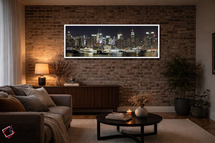 تابلو دکوراتیو Hudson River, Midtown Manhattan, Manhattan, New York Ci… اثر پانورامیک ایمجز - D3W