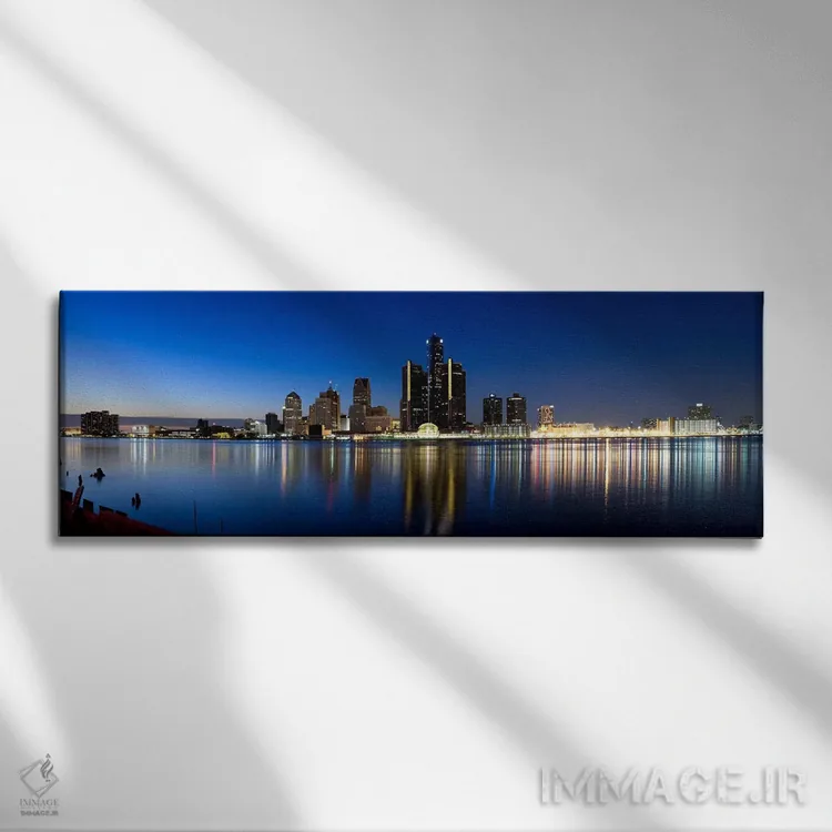 تابلو دکوراتیو Detroit River, Detroit, Michigan, USA #2,ساختمان ها در… اثر پانورامیک ایمجز - نمای روبهرو روی دیوار