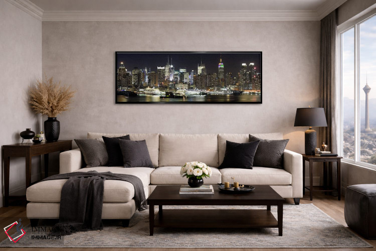 تابلو دکوراتیو Hudson River, Midtown Manhattan, Manhattan, New York Ci… اثر پانورامیک ایمجز - D5B