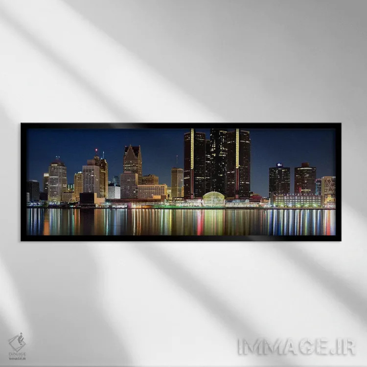 تابلو دکوراتیو Detroit River, Detroit, Michigan, USA #2,ساختمان ها در… اثر پانورامیک ایمجز - نمای قابدار مشکی