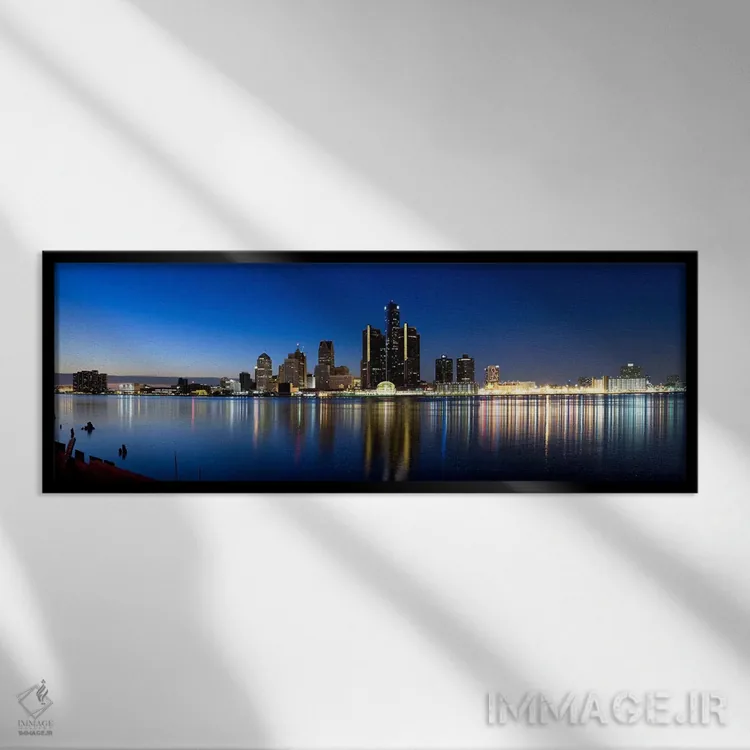 تابلو دکوراتیو Detroit River, Detroit, Michigan, USA #2,ساختمان ها در… اثر پانورامیک ایمجز - نمای قابدار مشکی