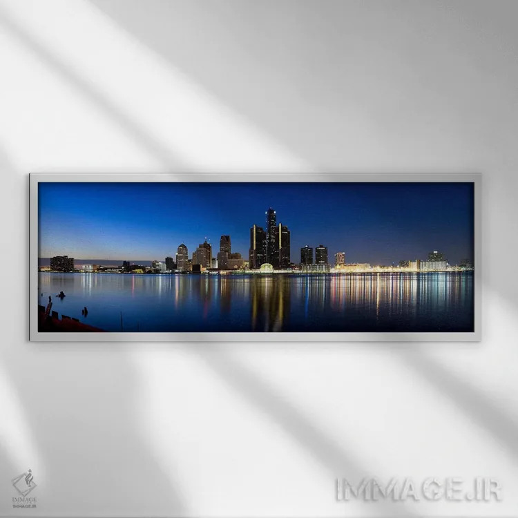 تابلو دکوراتیو Detroit River, Detroit, Michigan, USA #2,ساختمان ها در… اثر پانورامیک ایمجز - نمای قابدار سفید