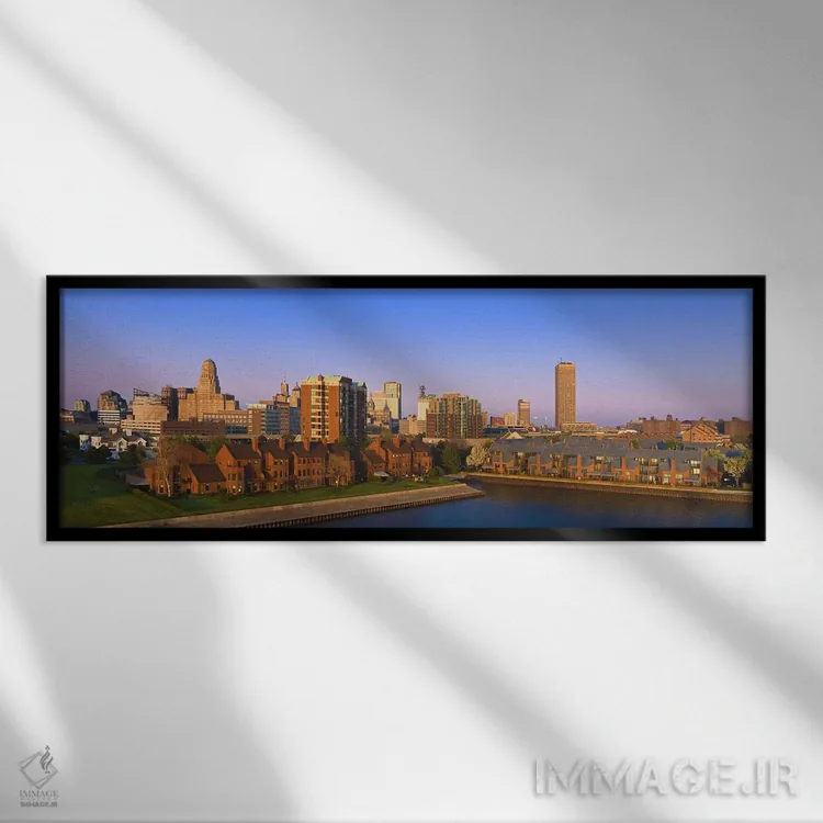 تابلو دکوراتیو Buffalo, New York State, USA,نمای زاویه بالا از شهر، بو… اثر پانورامیک ایمجز - نمای قابدار مشکی