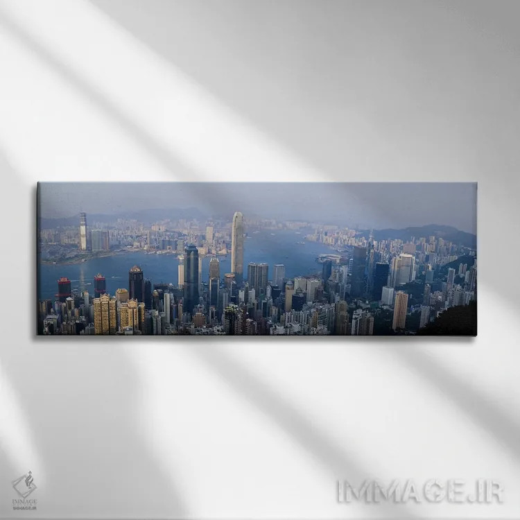 تابلو دکوراتیو Hong Kong, People's Republic Of China,نمای هوایی از بند… اثر پانورامیک ایمجز - نمای روبهرو روی دیوار