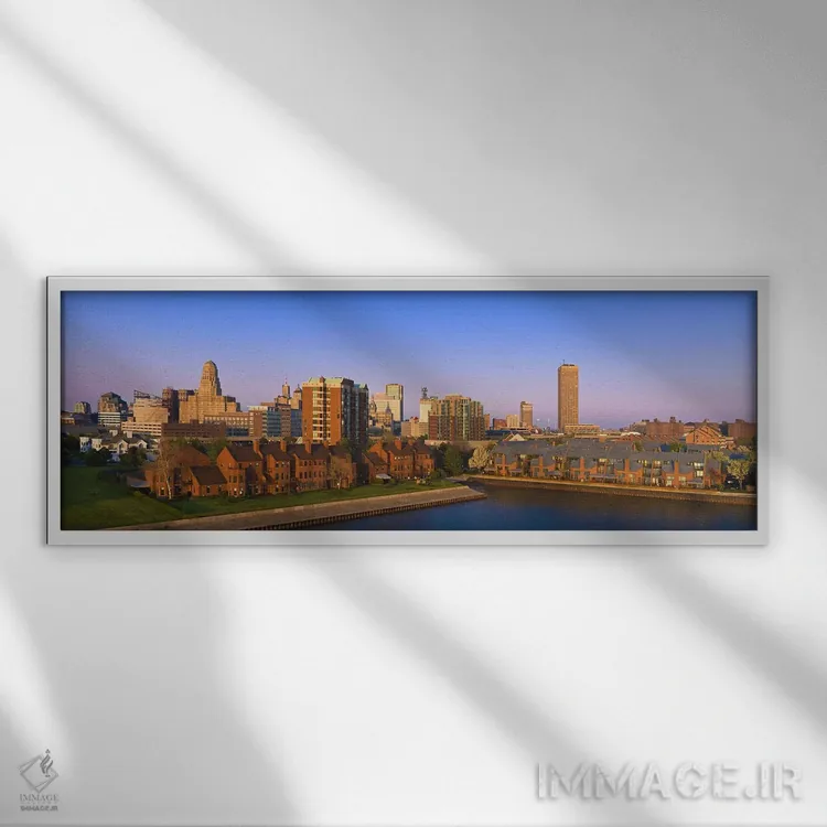 تابلو دکوراتیو Buffalo, New York State, USA,نمای زاویه بالا از شهر، بو… اثر پانورامیک ایمجز - نمای قابدار سفید