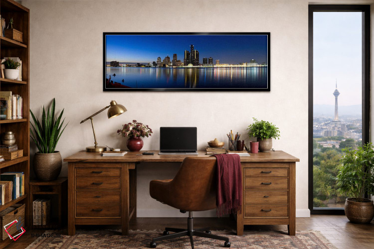 تابلو دکوراتیو Detroit River, Detroit, Michigan, USA #2,ساختمان ها در… اثر پانورامیک ایمجز - D2B
