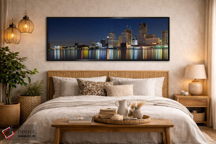 تابلو دکوراتیو Detroit River, Detroit, Michigan, USA,ساختمان ها در شهر… اثر پانورامیک ایمجز - D5B
