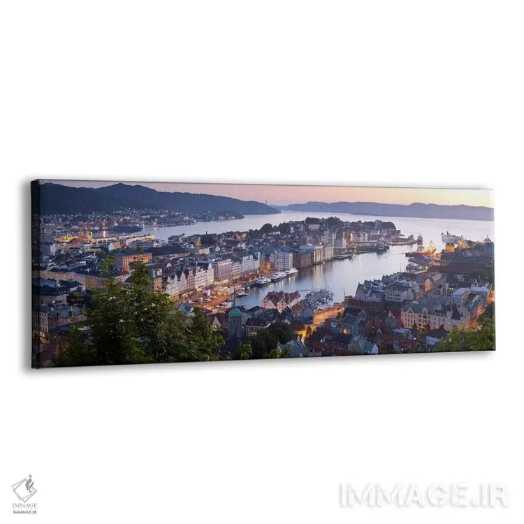 تابلو دکوراتیو Bergen, Hordaland, Vestlandet, Norway,درخشش غروب بر فرا… اثر پانورامیک ایمجز - نمای پرسپکتیو محصول
